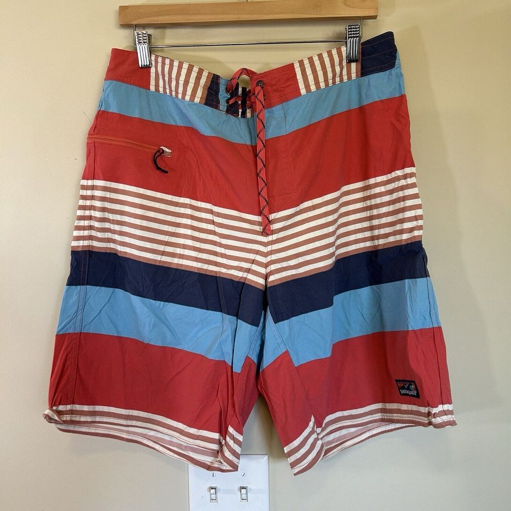 Patagonia  Stretch Wavefarer Board Shorts‎ Mens 36 Striped 10" Inseam